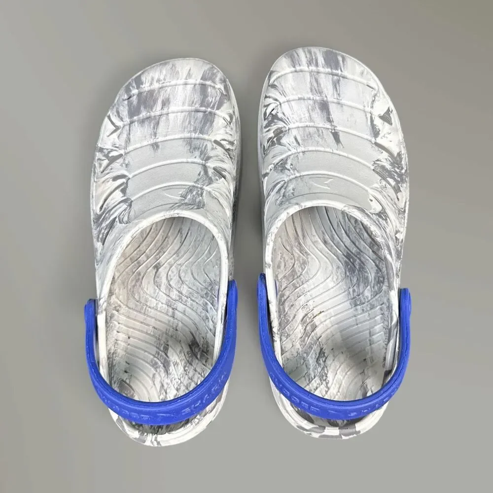 Rugged Shark Kids Water Shoes Clogs Gray Blue Marbled Slip On Kids Size 3
